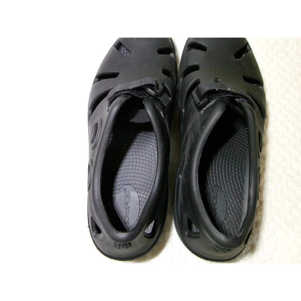 OOFOS OOmg Oocloog Black Recovery Shoes Mens 10 Womens 12 EU 43 Adjustable Strap